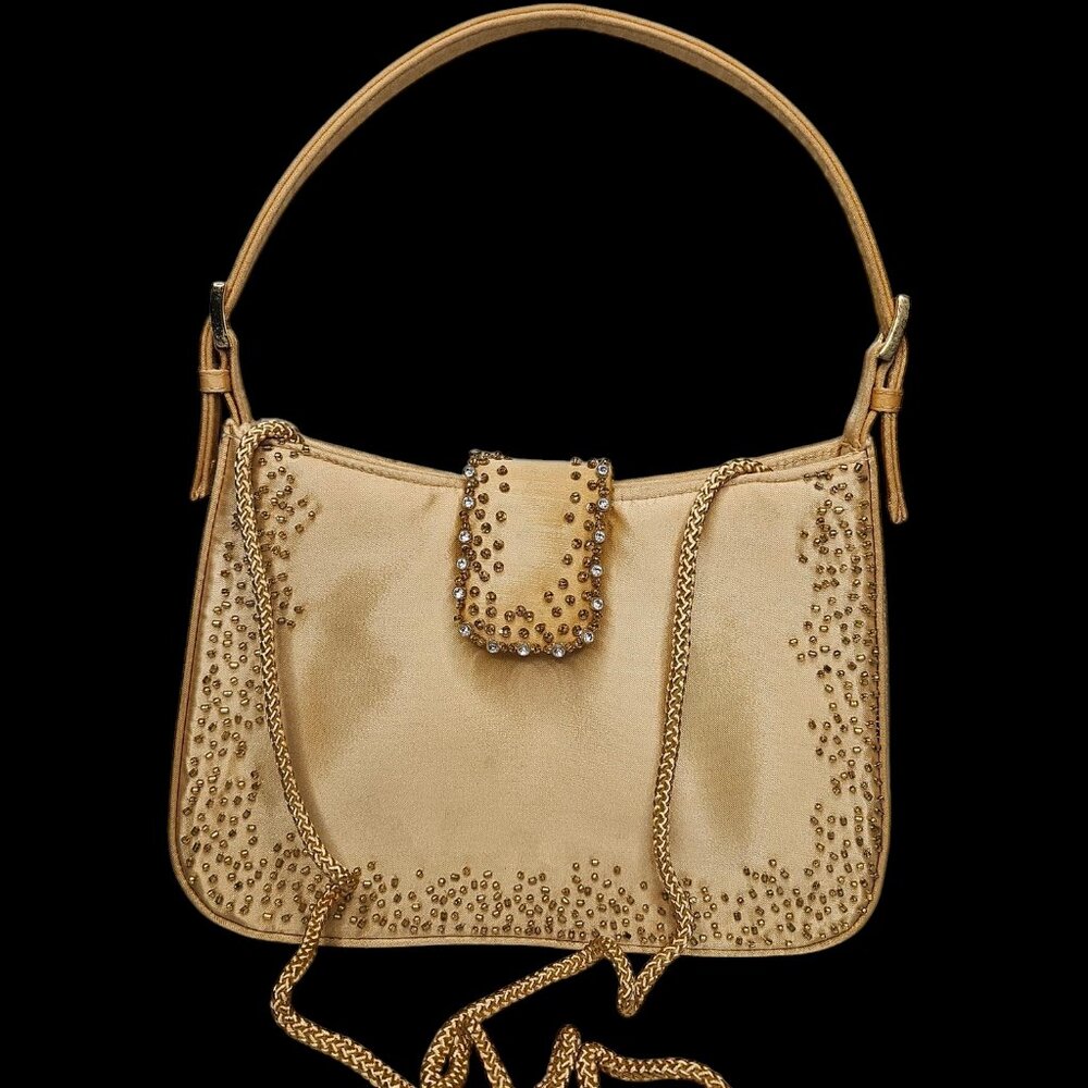 Preston & York Vintage Gold Beaded Sequin Evening Bag Shoulder Bag